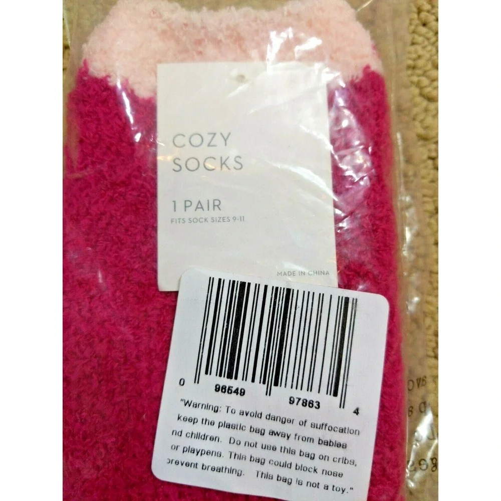 Women's Cozy Cat Socks Orange Kitty Fuzzy Pink Size 9-11 NWT
